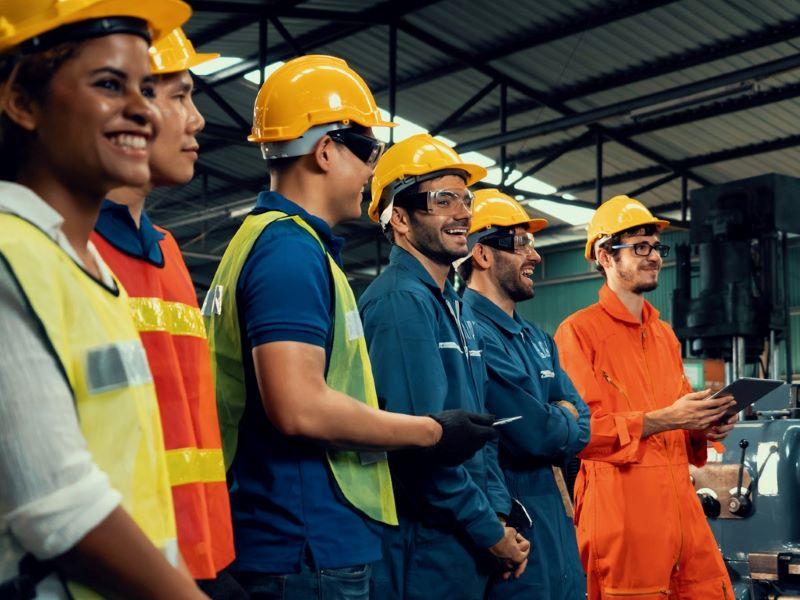 Students learning about industry with an educational visit to a factory