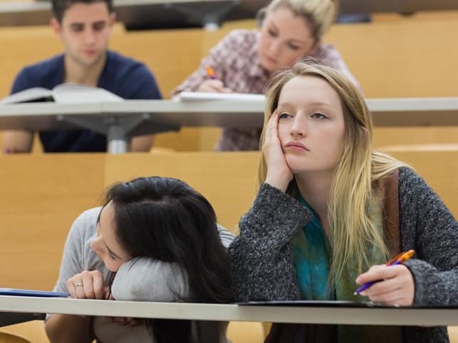 bored students in a lecture hall