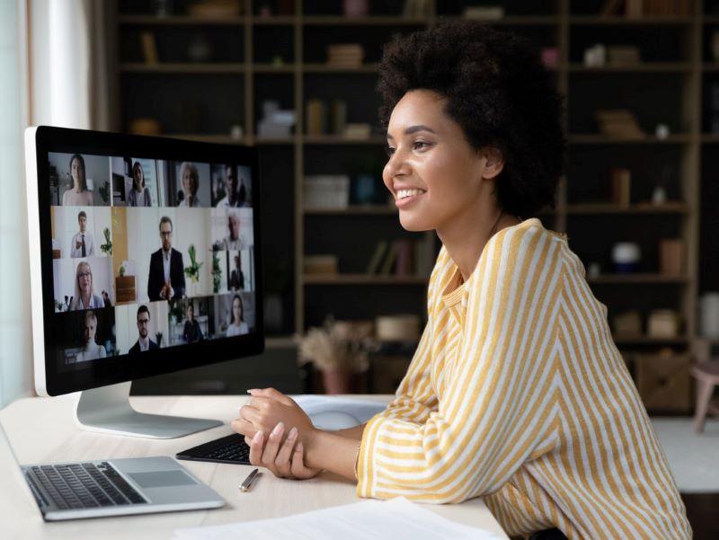 Woman learning remotely