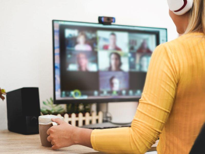 Woman taking part in an online teaching workshop