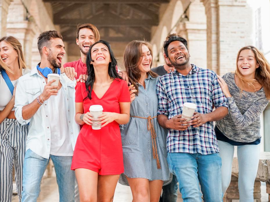 Students laughing on campus