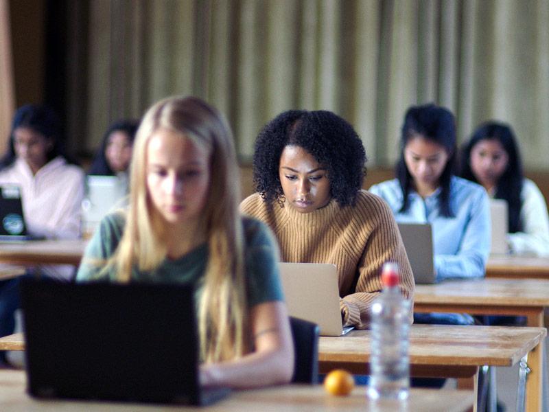 Students in exam room