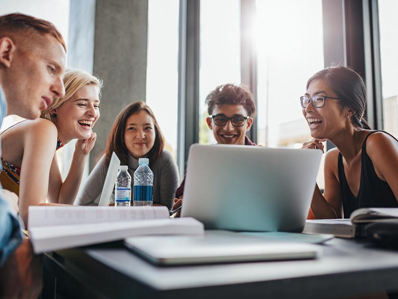 university students working in a group