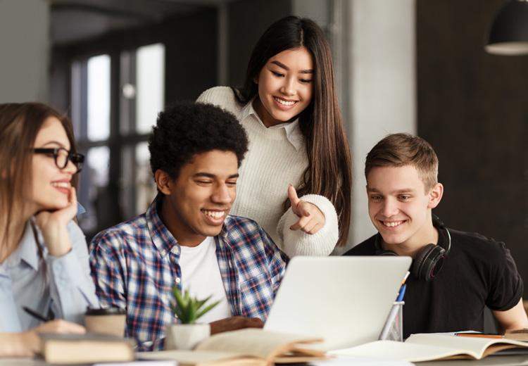 Students using laptop