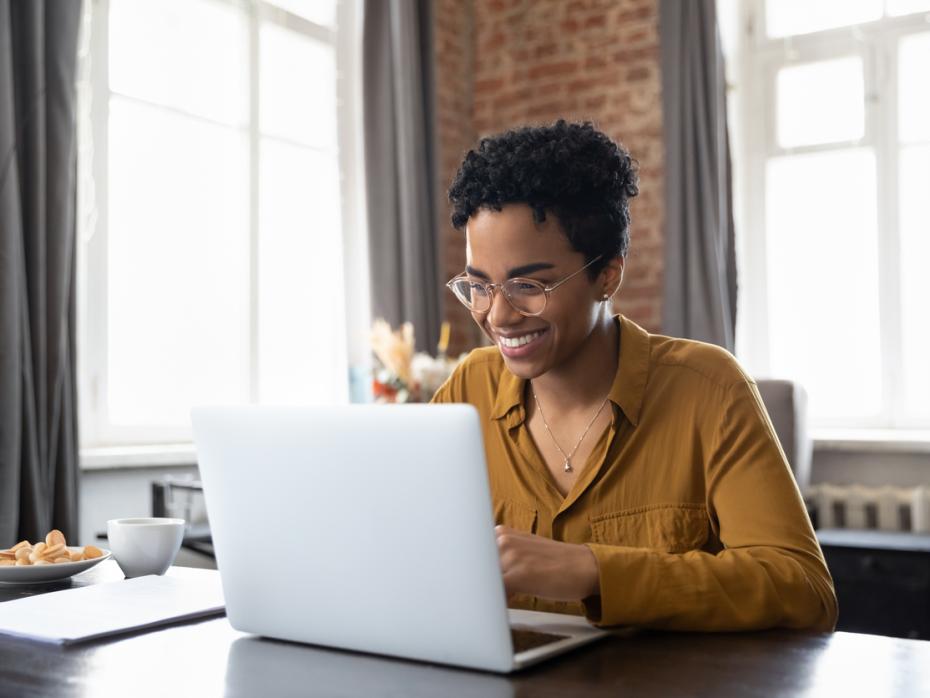 Accounting student working on a laptop