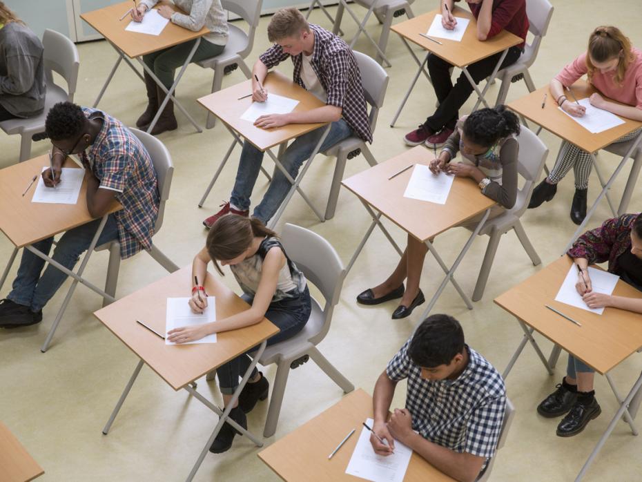 Students in an exam hall