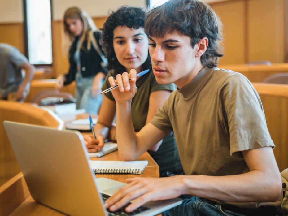 Students working at their laptops