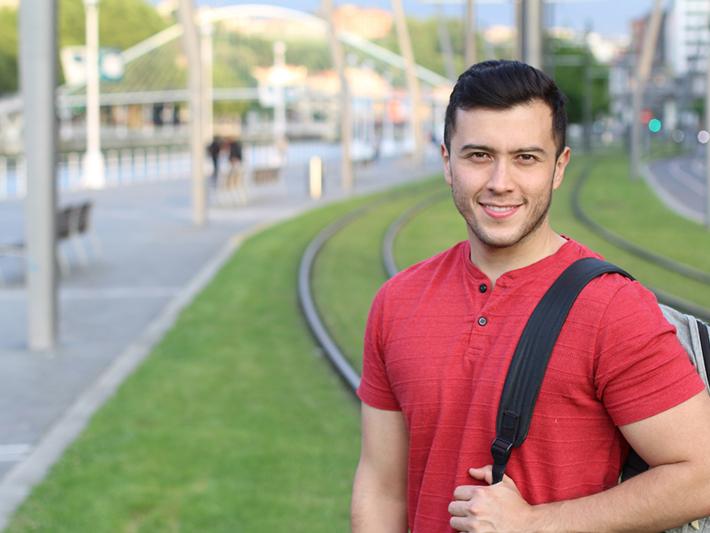 male university student outside