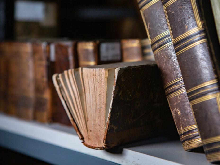 Old books in a library