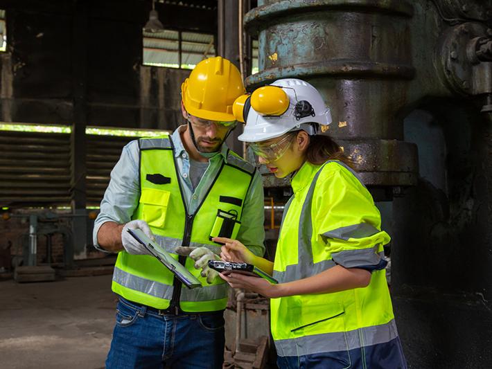 Apprentice working on a building site