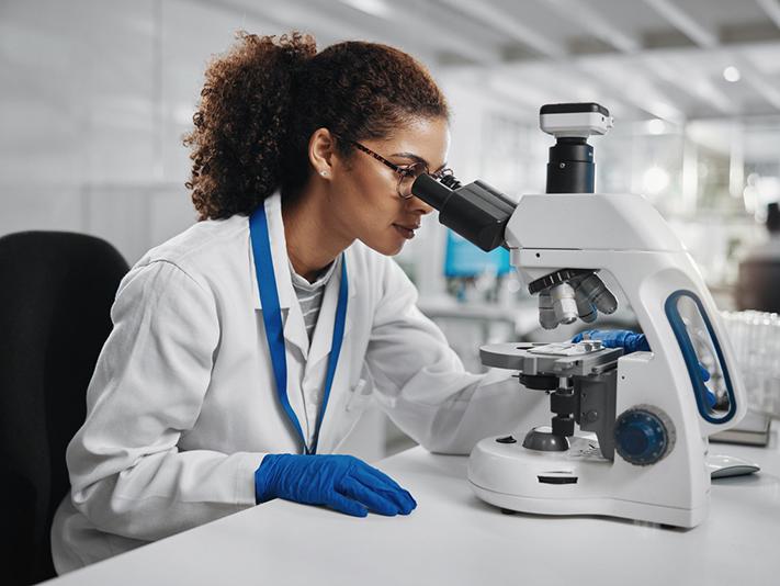 Young female scientist working in a lab