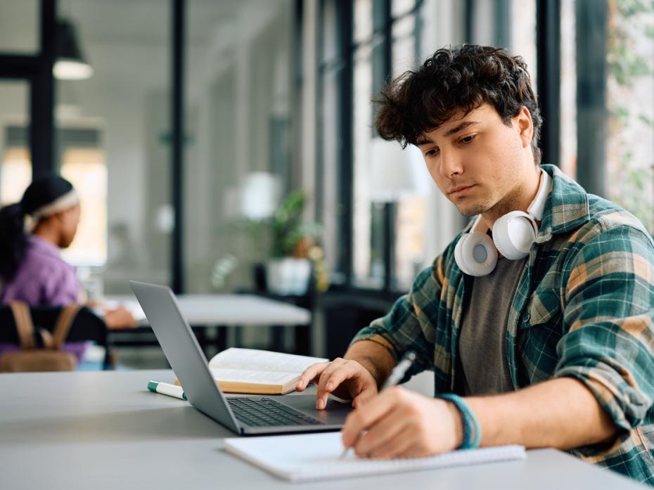 A student studying at his desk