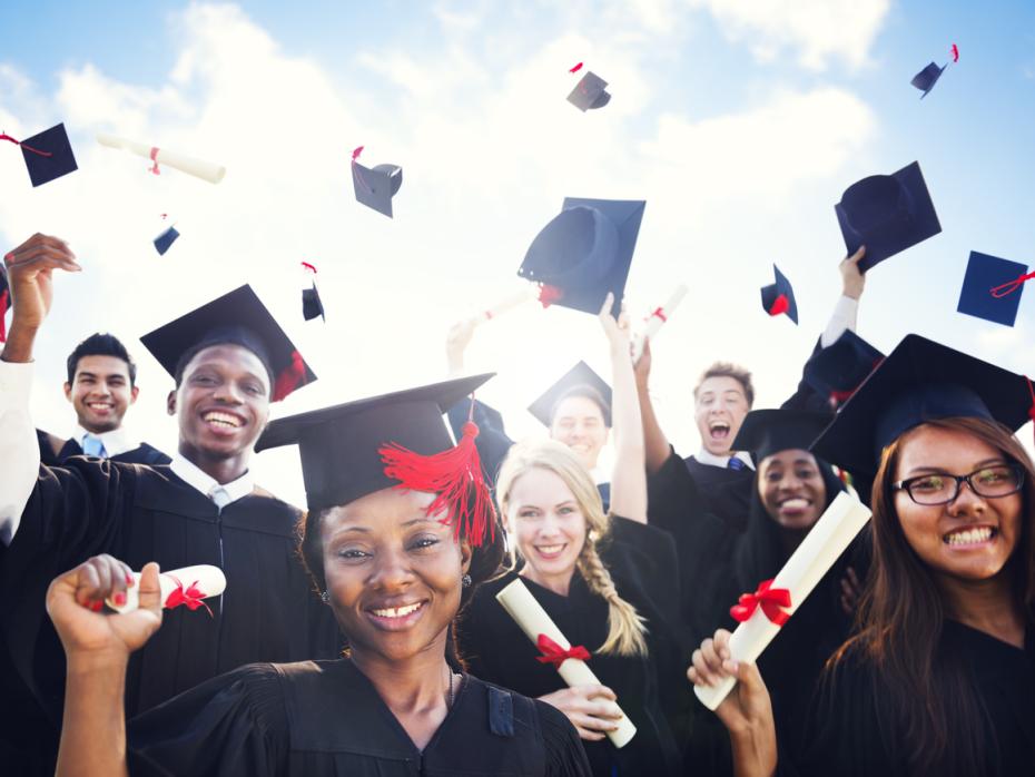 Students celebrating graduation