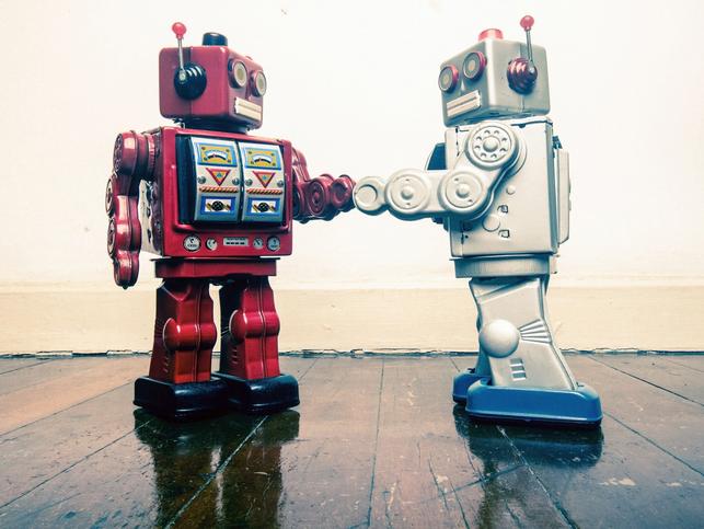 Two toy robots network