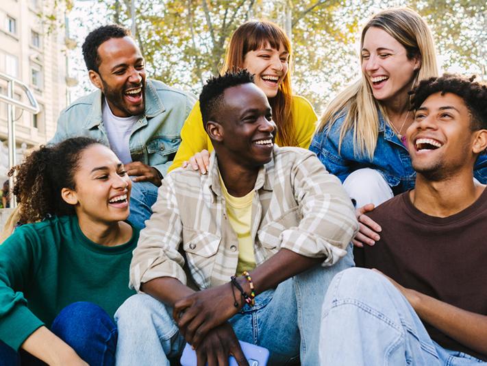 Multiracial group of young people