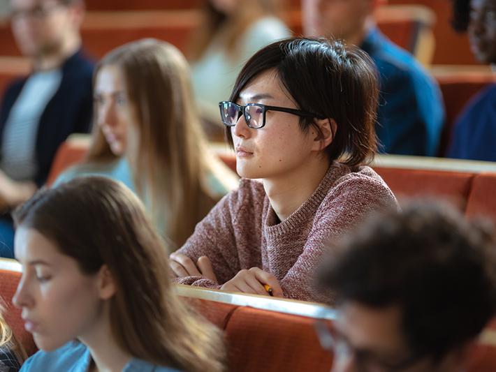 Students in a university lecture hall