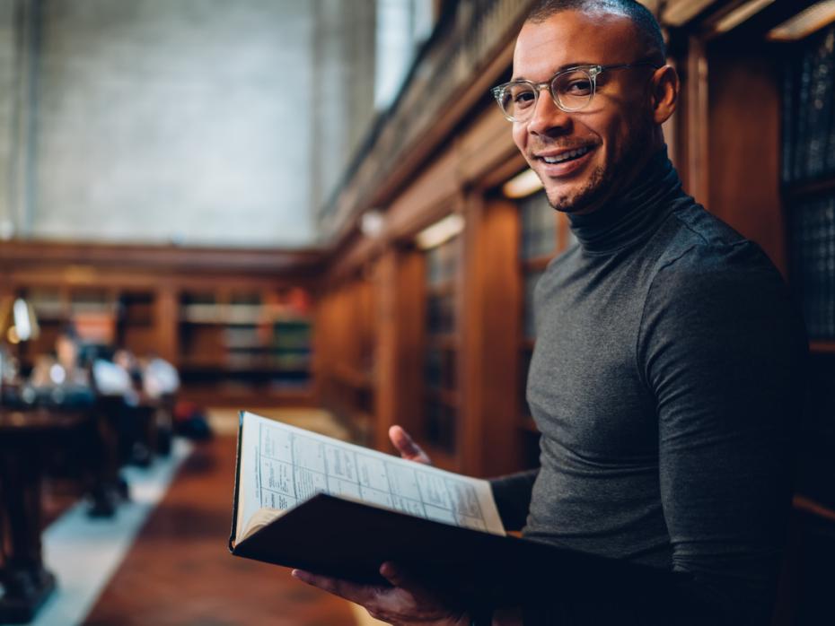 An academic in a library
