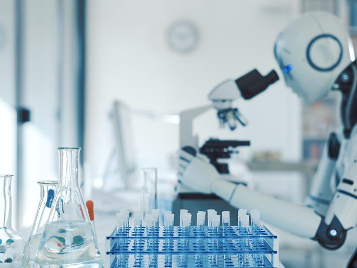 Robot researcher in a lab