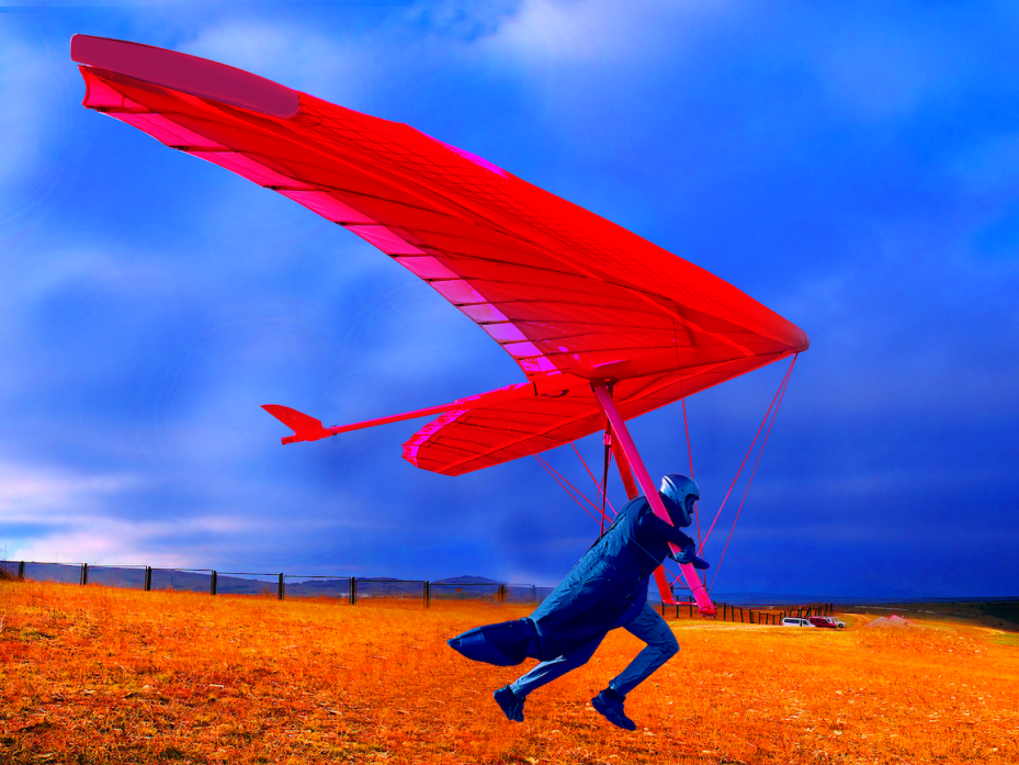 Image of a person taking off in a hang glider