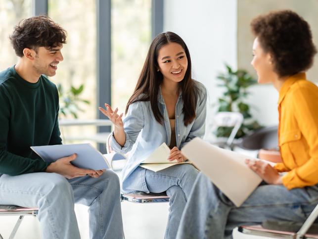 Students respectfully debate an issue in the classroom