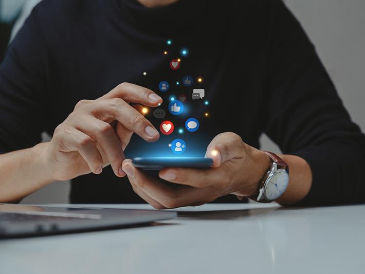 Young person using social media