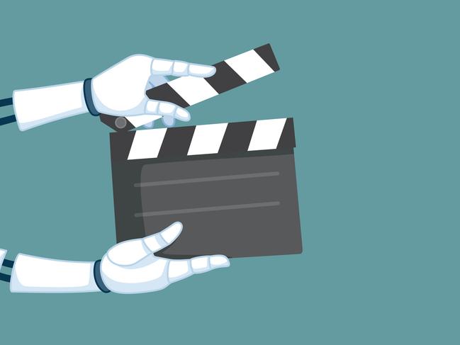 An illustration of a robot operating a clapperboard