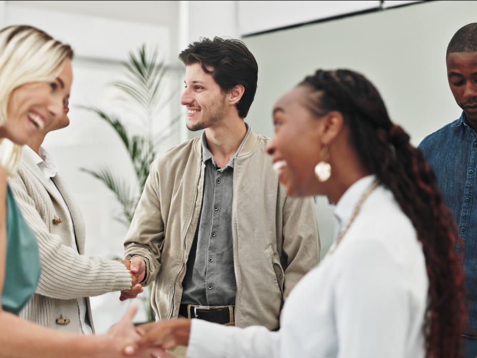 A group of professionals shaking hands