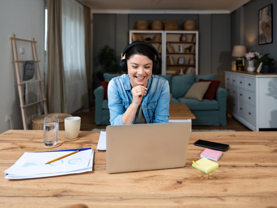 A student working on her laptop