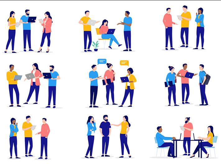 Illustration of groups of students