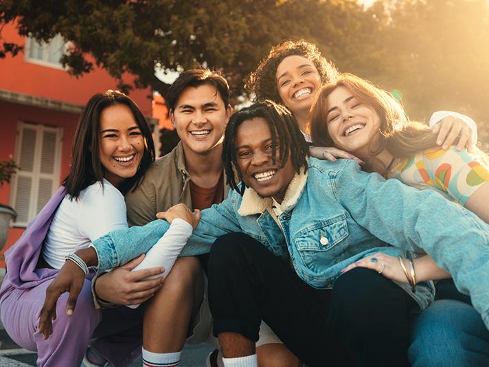Multiracial group of students