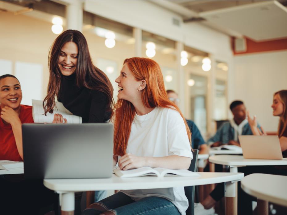 Students in class chatting