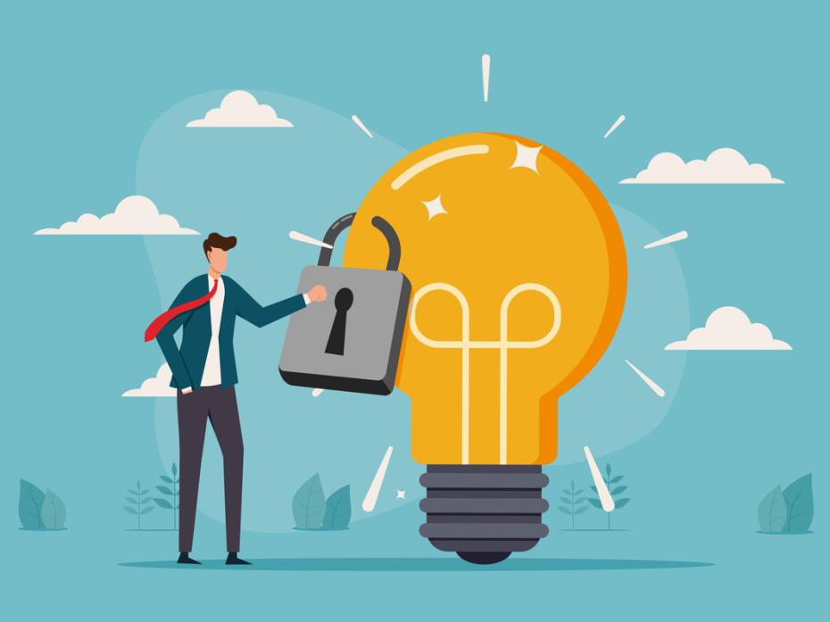 A padlock secured to a lightbulb