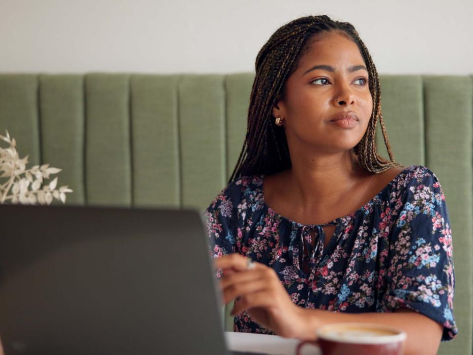 A student taking a moment to reflect on a concept