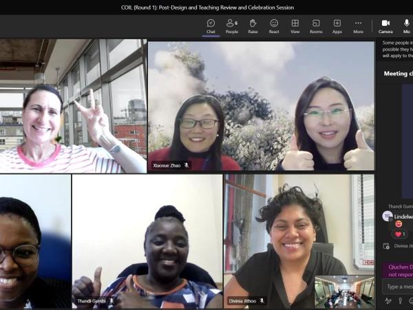 Participants of a COIL project smiling to camera