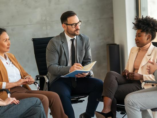 A leader listens to his employees