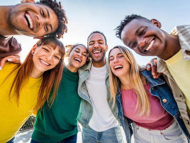 A group of students pose for a selfie