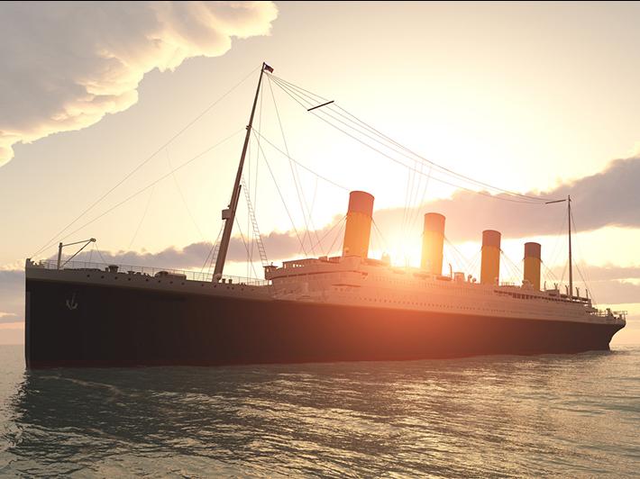 Computer-generated 3D illustration of Titanic liner