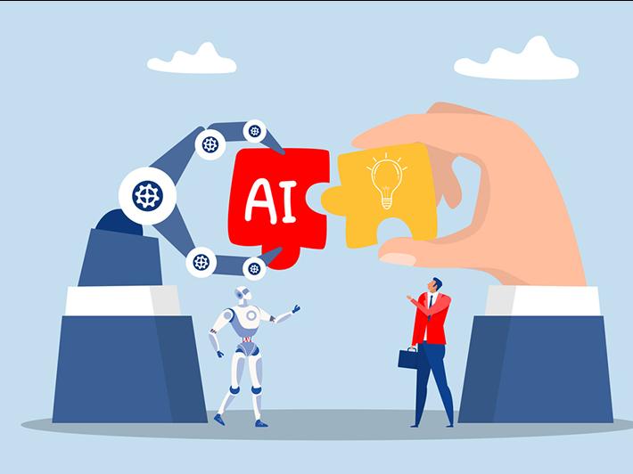 AI and human collaboration concept illustration