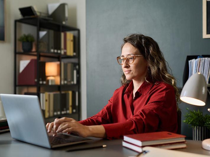 Woman working at laptop