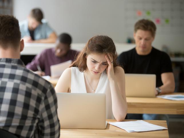 A student struggles in the classroom