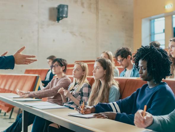 A lecturer takes a class