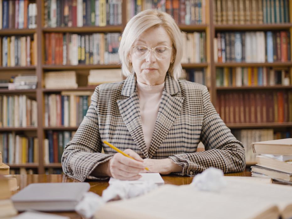 An academic working in a library