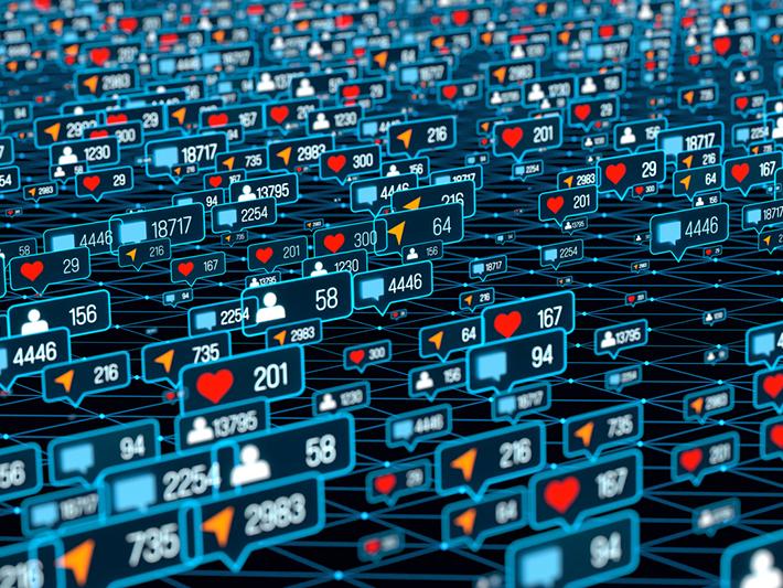 Social media likes, hearts, sends