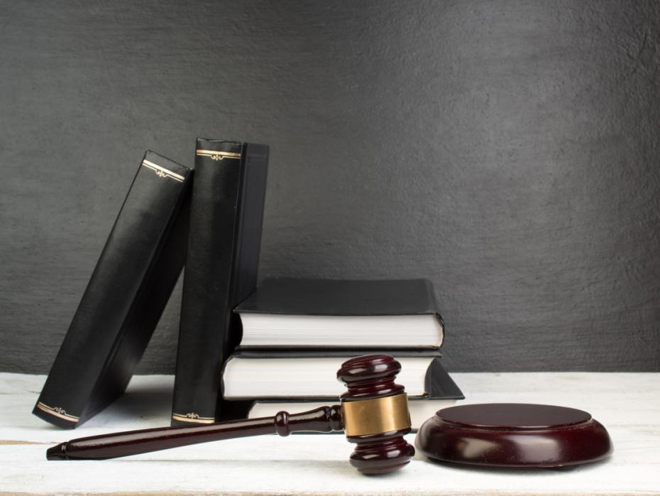 Gavel and stack of books