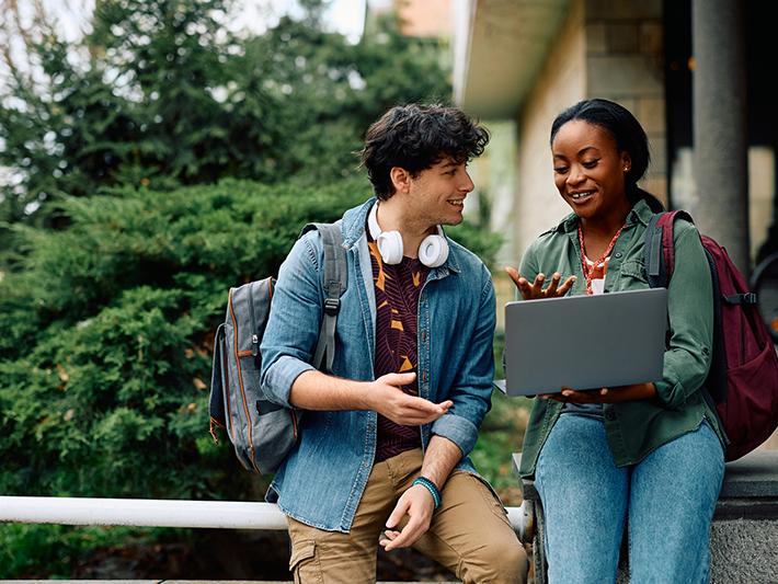 Two happy university students