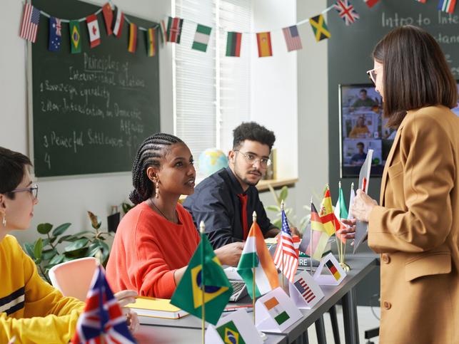 Students in an international classroom