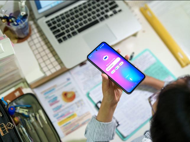 A student consults an AI bot for study help