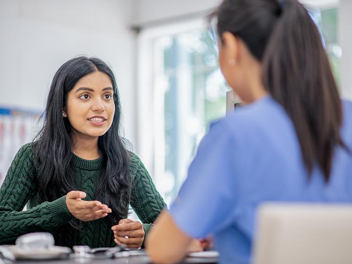 Young healthcare student in a coaching session