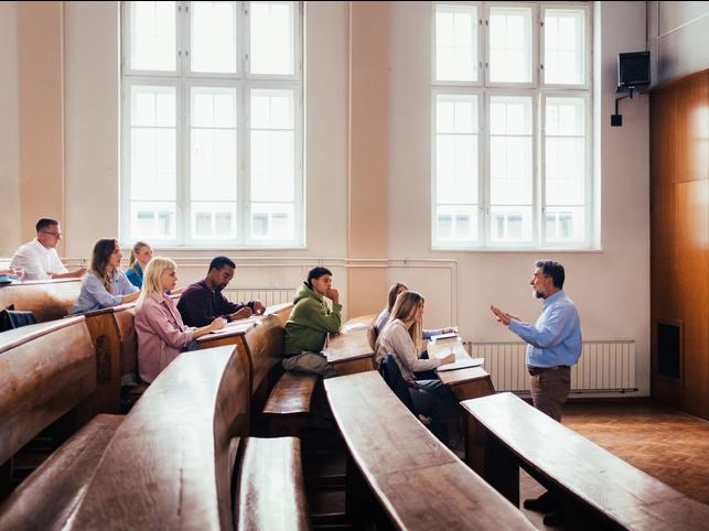 A lecturer teaches a class