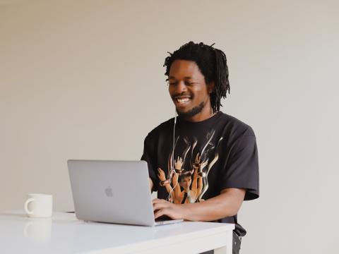 Student using laptop